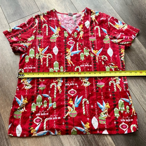 Tinker Bell Christmas Scrub Top by Disney Medical Nurse Dental Veterinarian - Picture 7 of 8